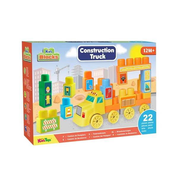 Construction Truck teherautós építőkocka szett 22db-os