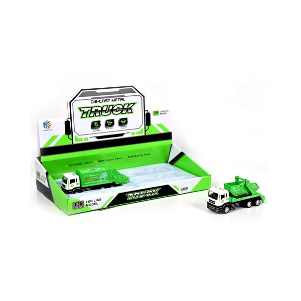 Die-Cast Metal Truck szelektív hulladékgyűjtő kamion kétféle változatban 1/55