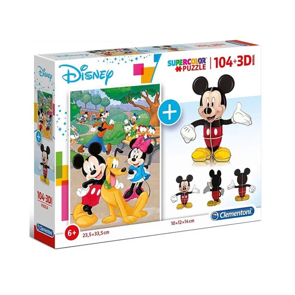 Disney: Mickey egeres 104 db-os puzzle + 3D-s Mickey modell - Clementoni