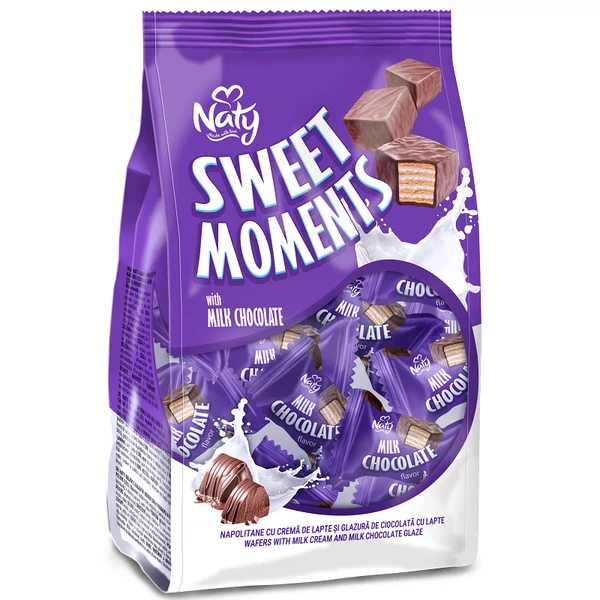 Naty sweet moments tejkrémes és tejcsokoládé glazúrral bevont ostya 250g