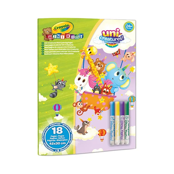 Crayola: MiniKids Varázslatos állatok óriás kifestő szett 4db filctollal