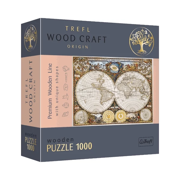 Wood Craft: Régi térkép 1000db-os prémium fa puzzle - Trefl
