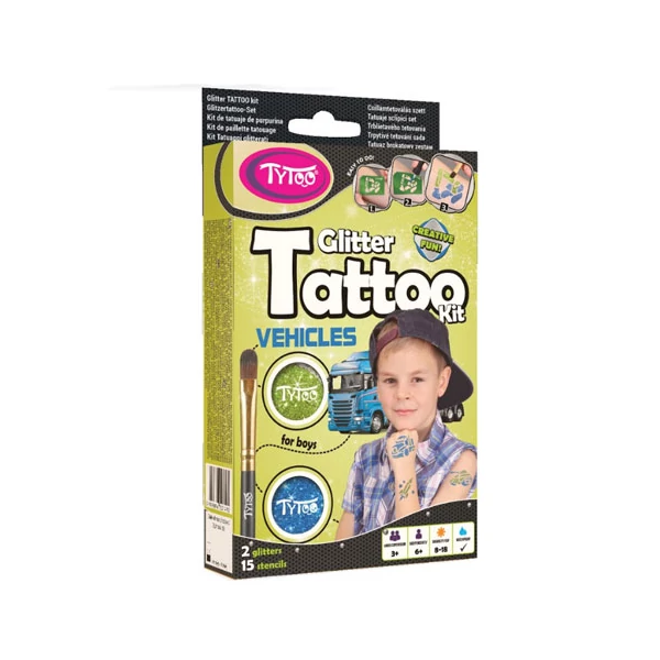 TyToo: Járművek csillámtetoválás szett