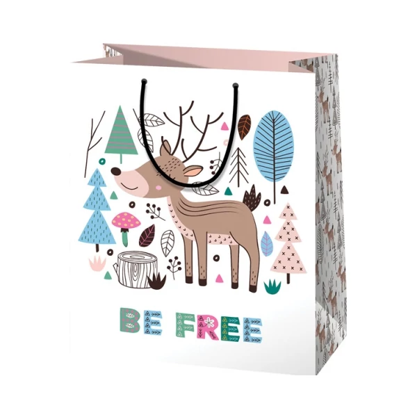 Be Free szarvas mintás normál méretű ajándéktáska 11x6x14cm-es