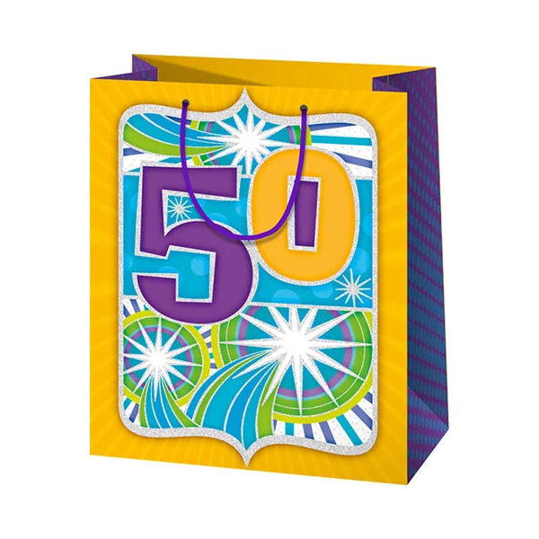 50-es jubileumi exkluzív normál méretű ajándéktáska 11x6x15cm
