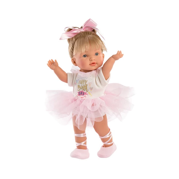 Llorens: Valeria 28cm-es baba Happy Birth Day ruhában (28035L)