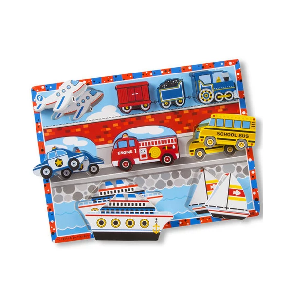Járműves vastag fa formapuzzle 9 elemmel - Melissa & Doug