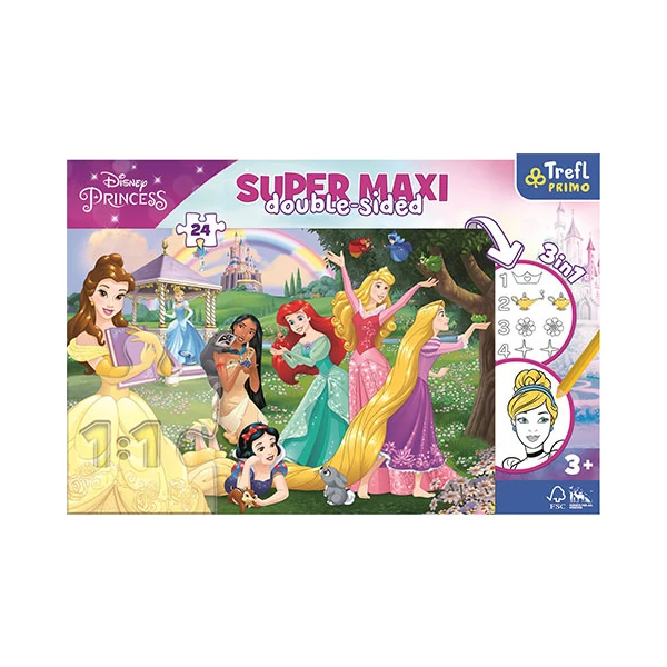 Disney Hercegnők SuperMaxi kétoldalas 3 az 1-ben puzzle 24db-os