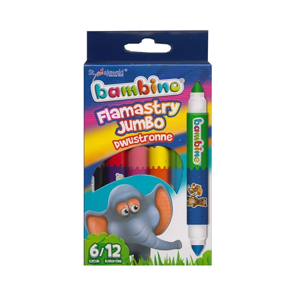 Bambino: Jumbo színes kétvégű filctoll készlet 12 szín 6db