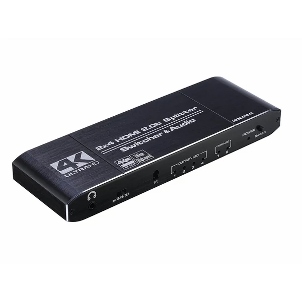 Thunder SWP-204, 2×4 HDMI 4K kapcsoló és elosztó, ARC + távirányító