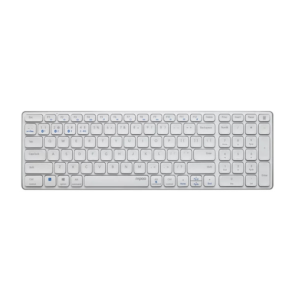 Rapoo E9700M bluetooth (3.0+4.0) 2,4ghz vezeték nélküli billentyűzet, fehér (217473)