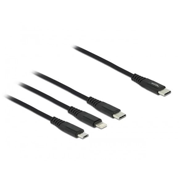 Delock 1 m hosszú, USB töltő kábel 3 az 1 USB Type-C  apa Lightning -, Micro USB- és USB Type-C  csa