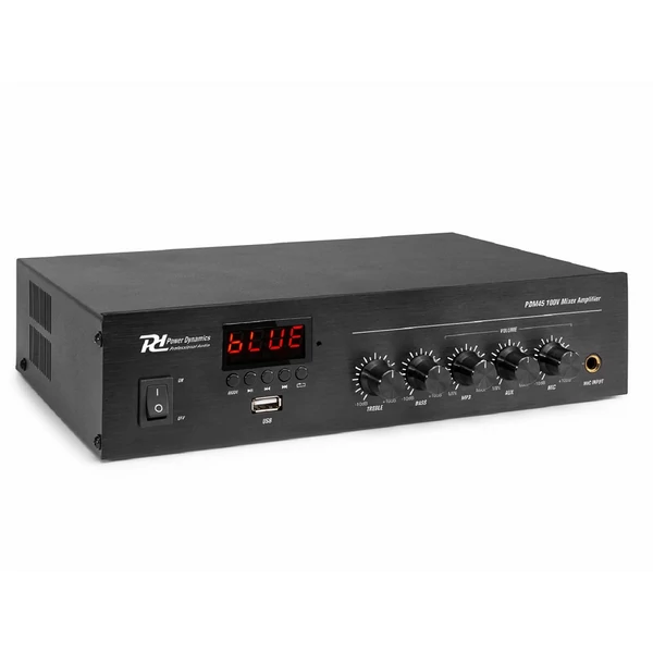Power Dynamics PDM45 100V erősítő (45W) Mikrofon + Jel bemenet (MP3 + Bluetoot + FM)