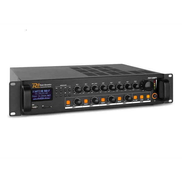 Power Dynamics PDV120MP3 5 csatornás / 4 zónás 100V erősítő (120W) + Bluetooth + FM