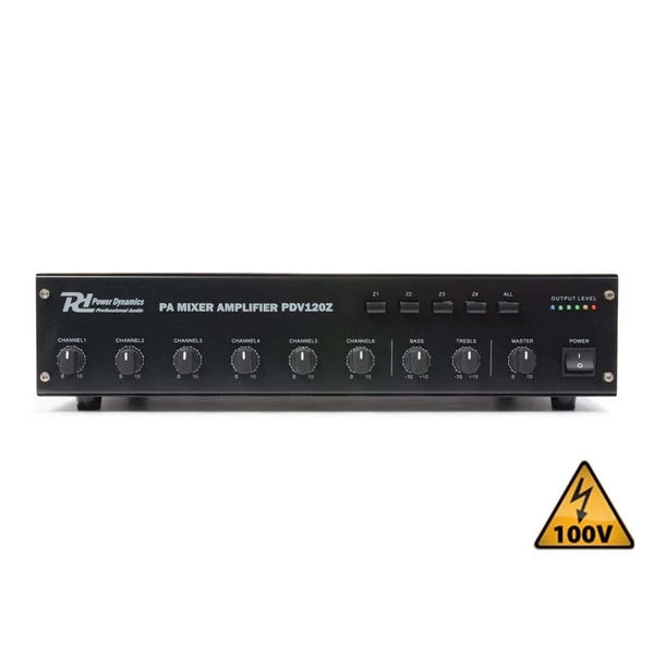 Power Dynamics PDV120Z 6 csatornás / 4 zónás 100V erősítő (120W)