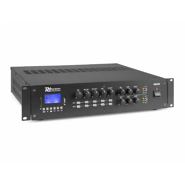 Power Dynamics PRM1202, 100V erősítő (2x120W) 2 zónás, (MP3, BLUETOOTH)