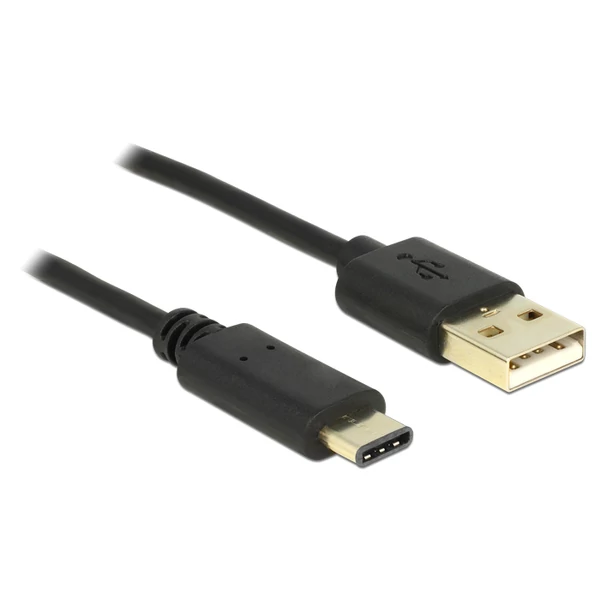 Delock USB 2.0-s kábel A-típusú csatlakozódugóval > USB Type-C 2.0 csatlakozódugóval, 2,0 m, fekete
