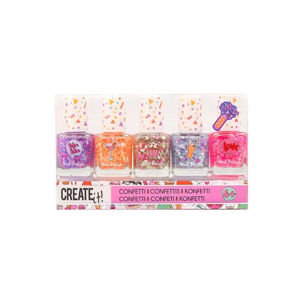 Canenco: Create it! Konfetti körömlakk 5db-os szett