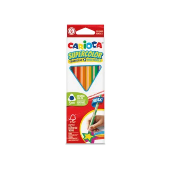 SuperColor háromszög alakú 6db-os maxi színesceruza készlet - Carioca