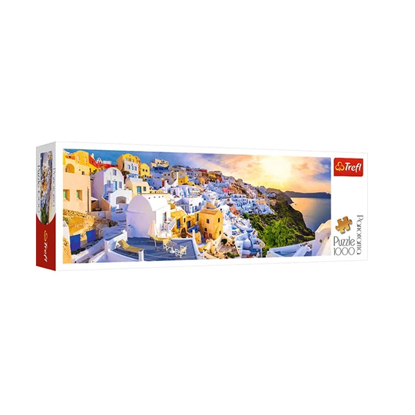 Napnyugta Santorinin 1000db-os panoráma puzzle - Trefl