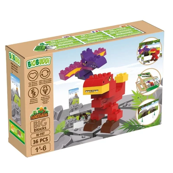 T-rex és Pterodactyl | építőjáték | 23 db építőkocka | BiOBUDDi BB-0187