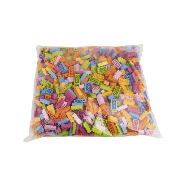 Vegyes építőkocka készlet vidám színekben - elsősorban óvodáknak (alapkockák) | építőkocka készlet | 1000 db építőkocka | Q-BRiCKS®