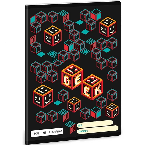 Ars Una: Geek - kockafej 3. osztályos vonalas füzet 32 lapos A/5