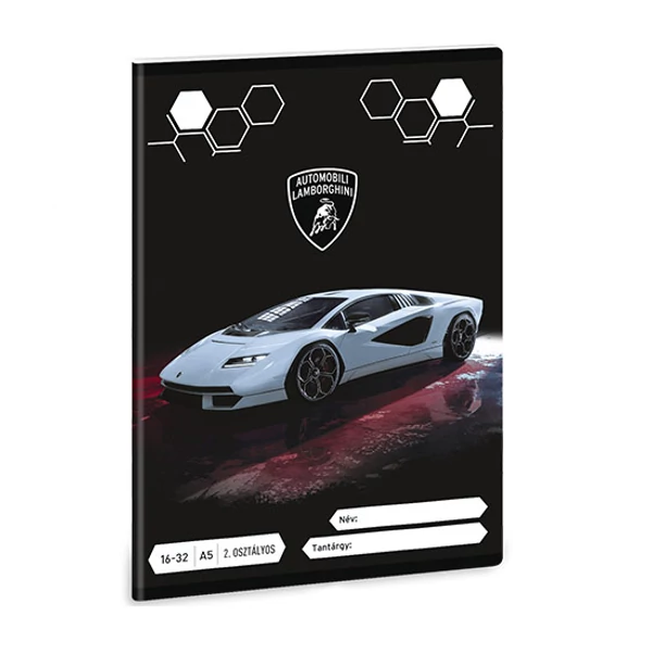 Ars Una: Lamborghini szürke 2.osztályos vonalas füzet A/5 16-32
