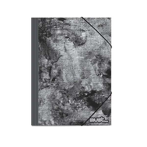 Must: Szürkés-fekete gumis mappa 25x35cm