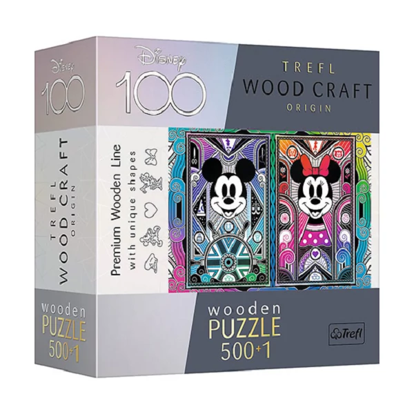 Wood Craft: Mickey és Minnie egér fa puzzle 500+1db-os - Trefl