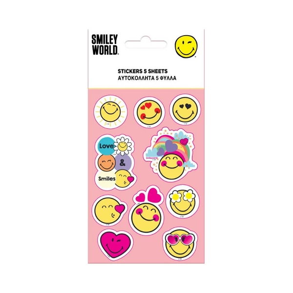 Smiley öntapadós matrica szett 8x12cm-es íven 5db