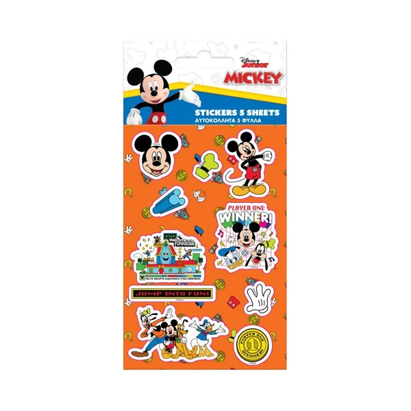Mickey egér öntapadós matrica szett 8x12cm-es íven 5db
