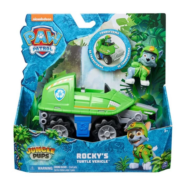 Mancs őrjárat: Jungle Pups Rocky minifigura teknős járművel - Spin Master