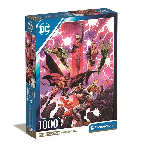 DC Comics: Az igazság ligája képregény 1000db-os Compact puzzle 50x70cm - Clementoni