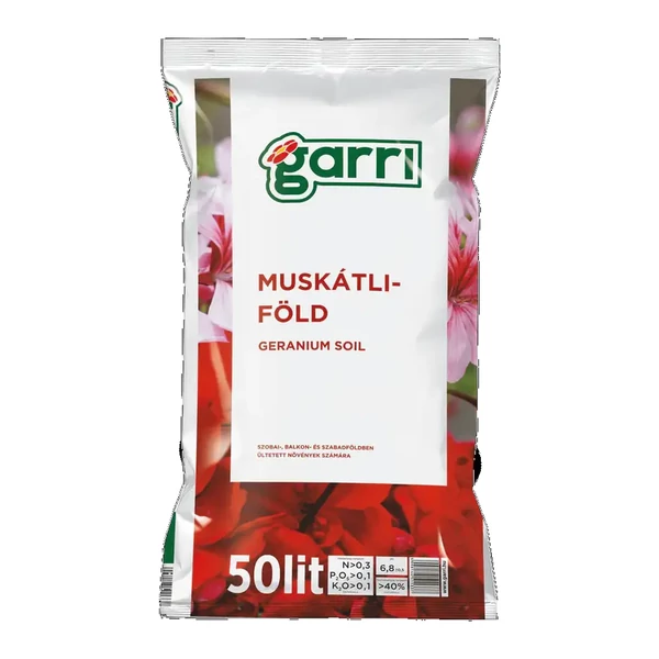 Garri muskátli virágföld 50L - csak egyedi szállítással vagy személyes átvétellel