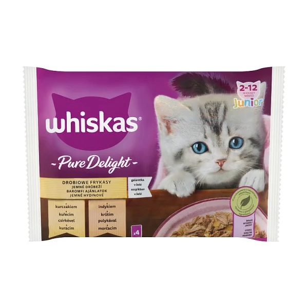 Whiskas junior szárnyas alutasakos macskaeledel aszpikban 4x85g