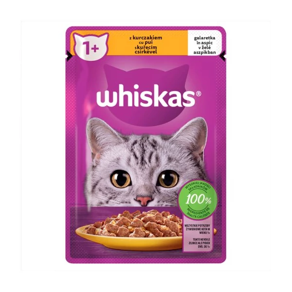 Whiskas csirkés alutasakos macskaeledel aszpikban 85g