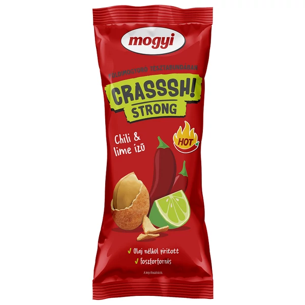 Mogyi Crasssh! Strong pirított földimogyoró chili & lime ízű tésztabundában 60 g