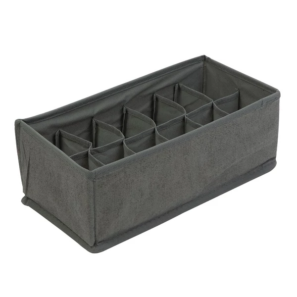 Bewello 12 rekeszes szürke szövet tárolódoboz 37x16x11cm BW2079