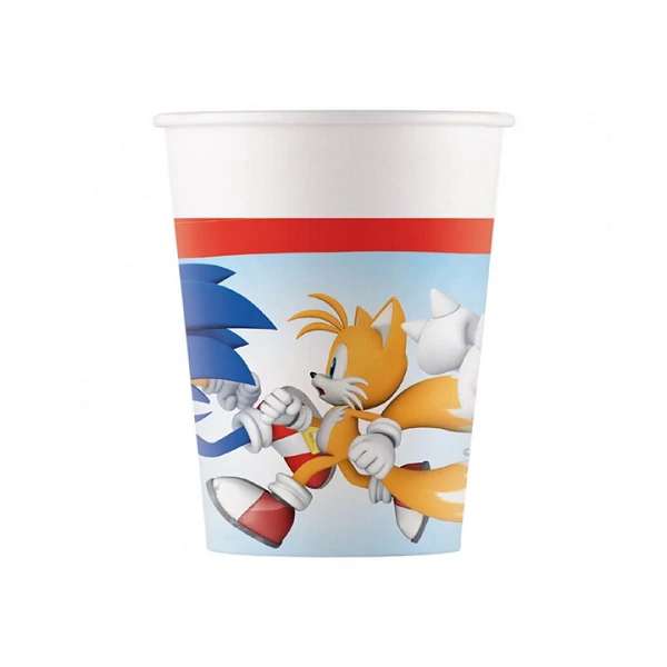 Party papírpohár 8 db 2 dl Sonic a sündisznós mintával