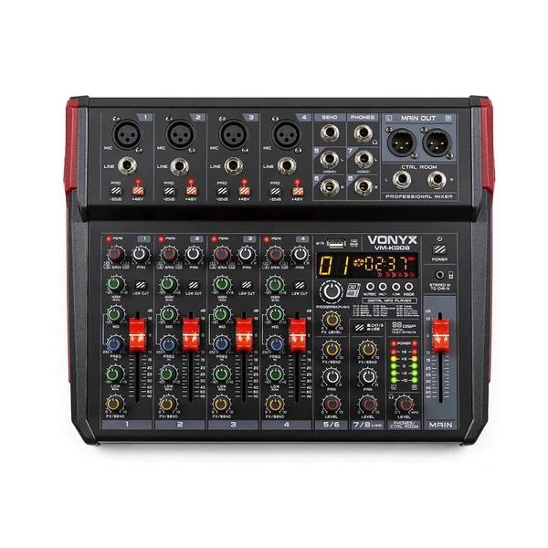 Vonyx VM-KG08 8 Csatornás keverő, Bluetooth, DSP, USB