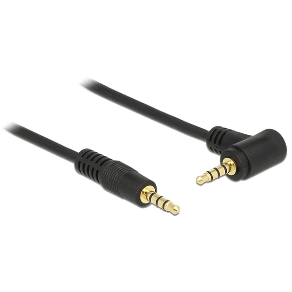 Delock kábel sztereó jack 3,5 mm-es 4 tűs apa > apa szögletes 1 m fekete