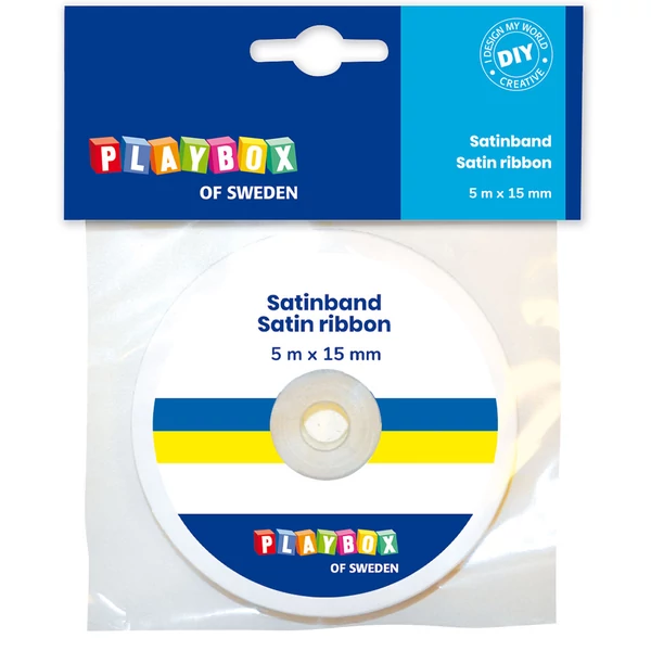 PlayBox: Kék-sárga színű szatén szalag 15mm-es szélesség 5m