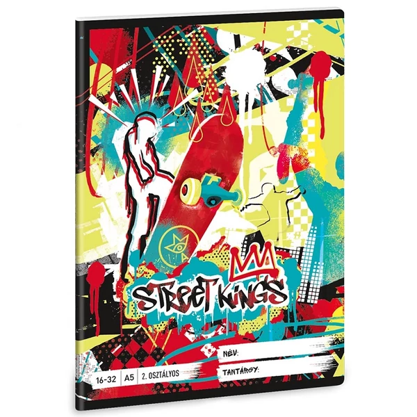 Ars Una: Street Kings gördeszkás 2.osztályos vonalas füzet A/5