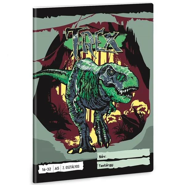 Ars Una: T-Rex dinoszauruszos 2.osztályos vonalas füzet A/5