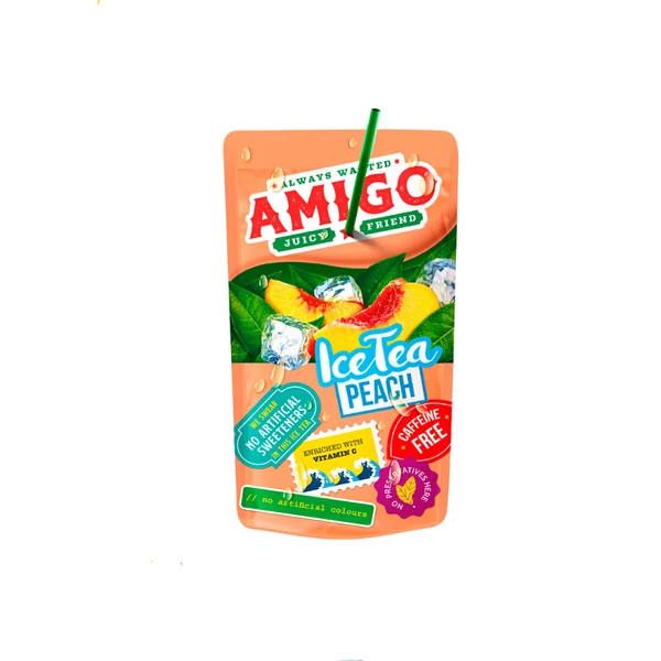 Amigo szívószálas barackos icetea üdítőital 200ml