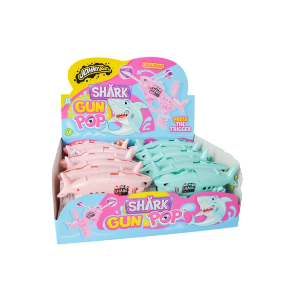Johny Bee shark gun pop pisztoly és nyalóka 12x10g