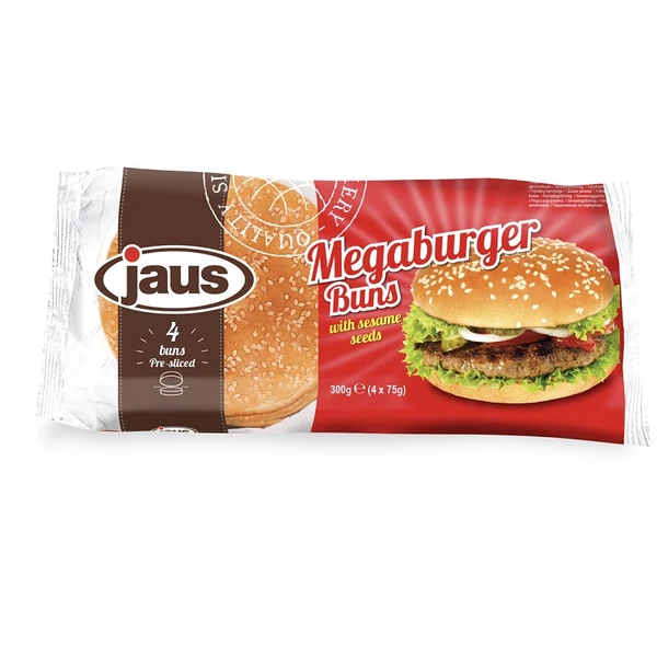 Jaus szezámmagos mega hamburger zsemle 4db-os kiszerelésben 300g