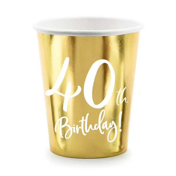 Party papírpohár arany 40. évszámos 220ml 6 db