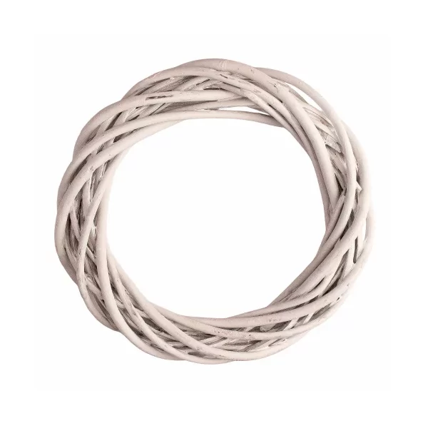 Fonott vessző koszorúalap antik fehér színben 30cm KA4-30W
